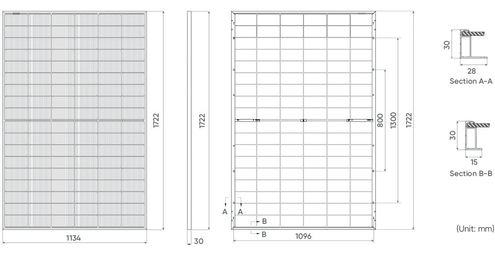 440 watt Solar Panel size