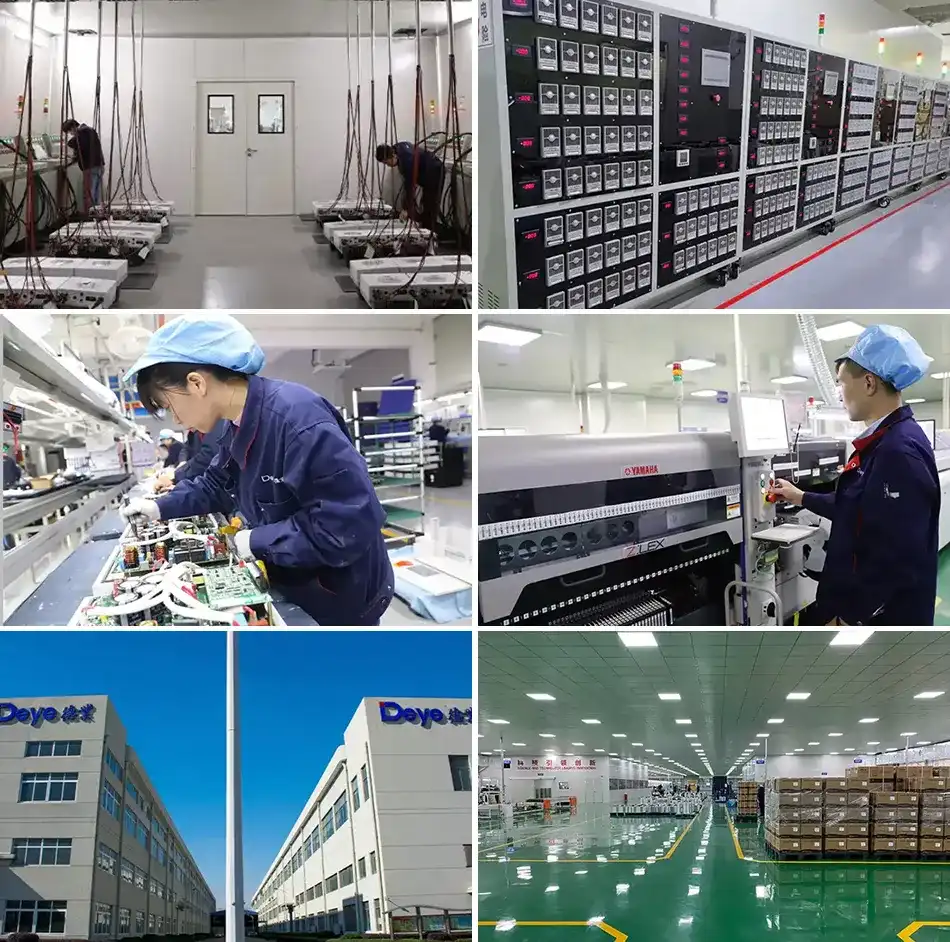 Workers are producing inverters in an advanced and clean workshop