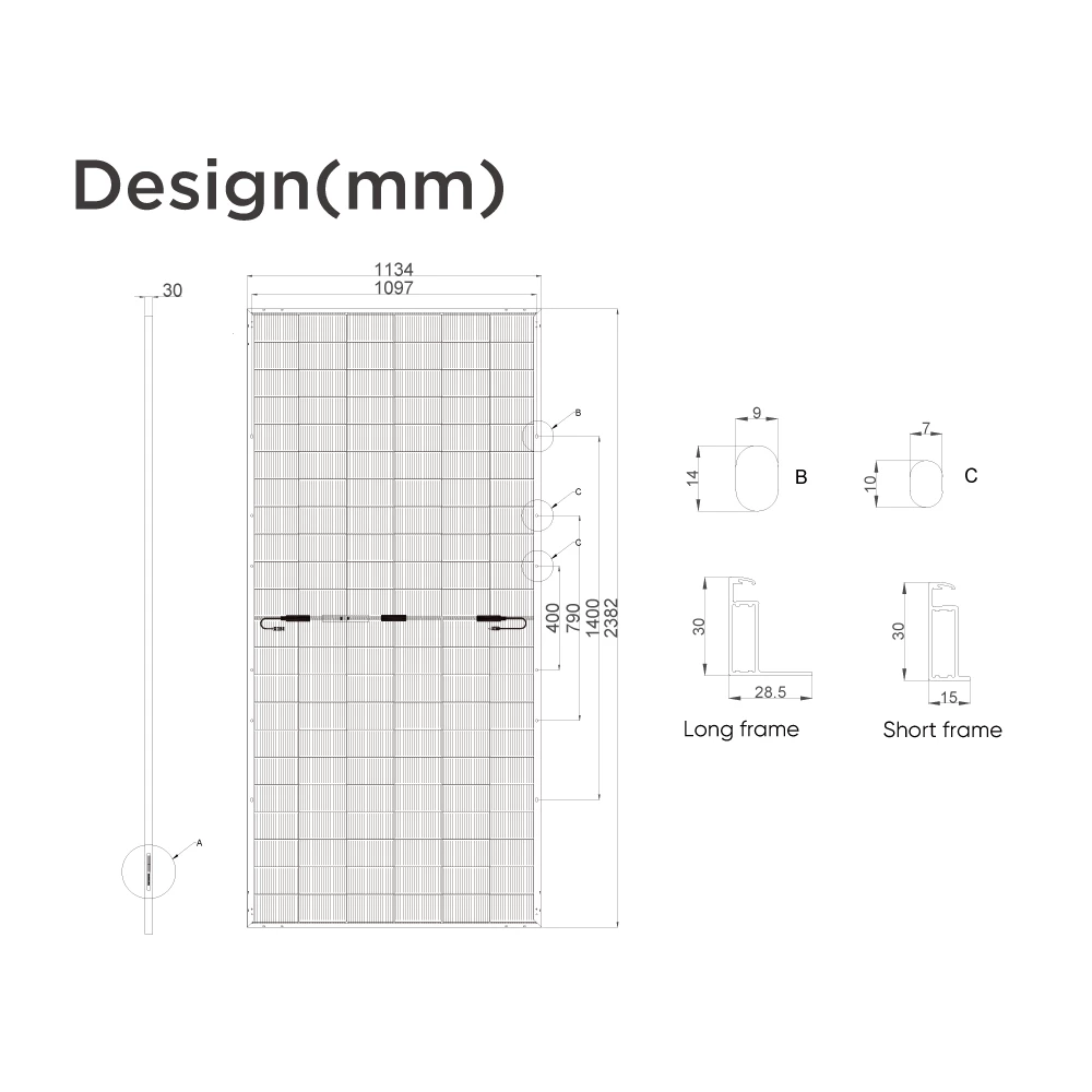 650 watt solar panel dimensions