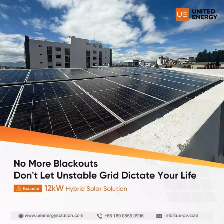UE solar panels installed on a concrete roof in Ecuador
