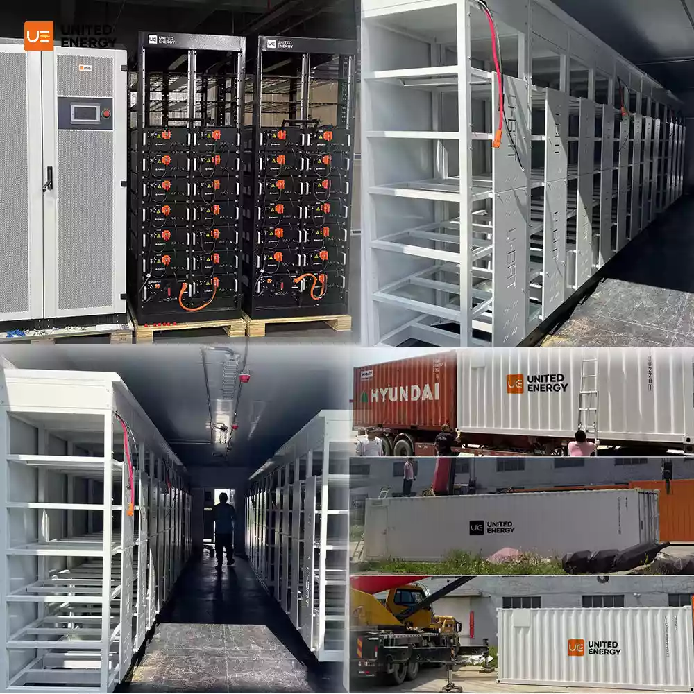 Battery support and transport installation inside container