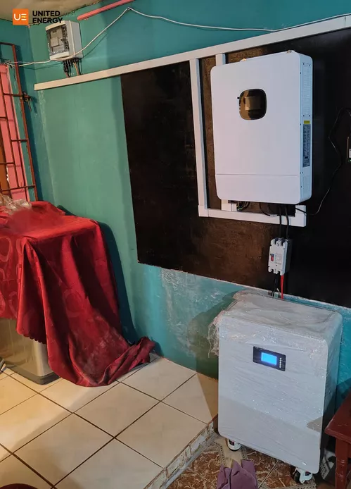 Onduleur et batterie de stockage d'énergie installés à l'intérieur