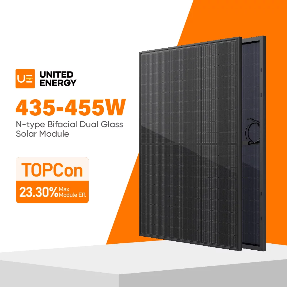 435-455W Panel Solar Bifacial Doble Vidrio 23.3% Eficiencia 30 Años de Garantía