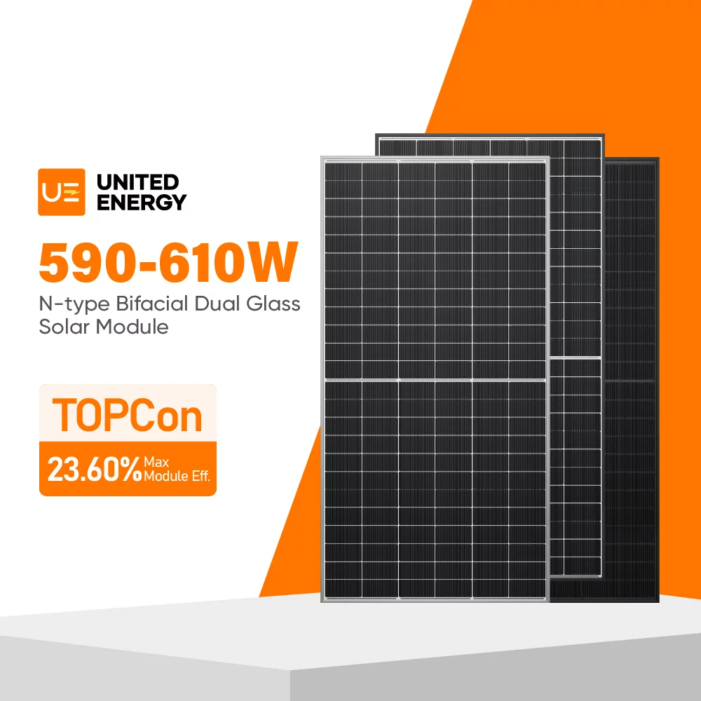 590-610W Module PV de type N TOPCon 72 cellules bifaciales double vitrage